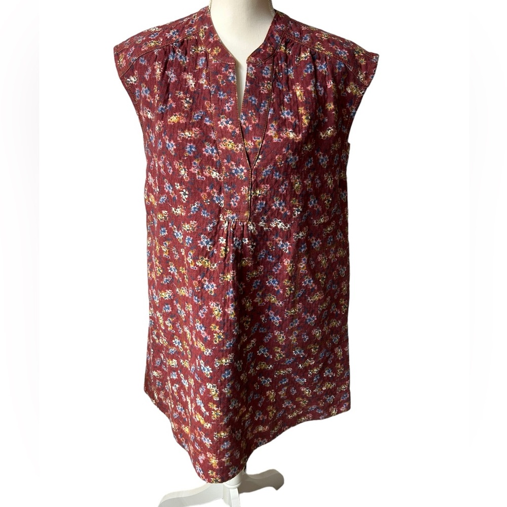 UNCLE FRANK burgundy floral mini dress with pockets v front size small NWT